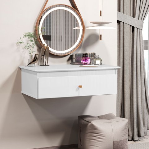 Penteadeira Europa Mesa de Maquiagem Suspensa Branco