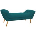 Ver imagem 3 de Kit Cabeceira Calçadeira Veneza 195cm Suede Azul Turquesa