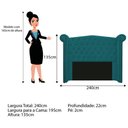 Ver imagem 2 de Kit Cabeceira Calçadeira Veneza 195cm Suede Azul Turquesa