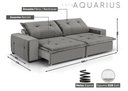 Ver imagem 3 de Sofá Retrátil e Reclinável 5 Lugares Veludo Aquarius 280cm Cinza Chumbo