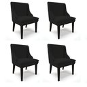 Ver imagem 1 de Kit 04 Cadeiras de Jantar Liz Linho Preto A79 Base Fixa Madeira Preto - D’Rossi