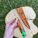 Ver imagem 6 de Faca Churrasco 9” Partial Tang Inox 420c Cabo Híbrido Madeira e Resina Detalhe de Isca com Bainha