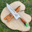 Ver imagem 7 de Faca Churrasco 9” Partial Tang Inox 420c Cabo Híbrido Madeira e Resina Detalhe de Isca com Bainha