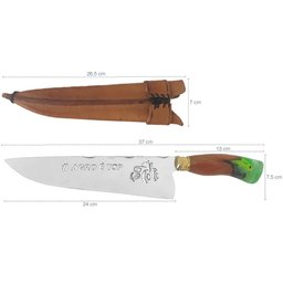 Faca Churrasco 9” Partial Tang Inox 420c Cabo Híbrido Madeira e Resina Detalhe de Isca com Bainha - 3