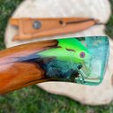 Ver imagem 4 de Faca Churrasco 9” Partial Tang Inox 420c Cabo Híbrido Madeira e Resina Detalhe de Isca com Bainha