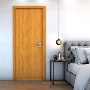 Folha Porta Madeira Lisa Reforço Fechadura 2 Lados:cerejeira