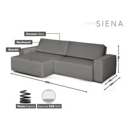 Sofá Siena - Retrátil / Reclinável 200 Cm- Linho - 3