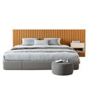 Ver imagem 1 de Cabeceira de Casal/queen com Ripado 1 Mesa de Cabeceira 100% Mdf Zoe - Casa Móveis Br - Nature/perol