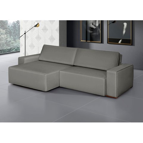 Sofá Retrátil e Reclinável 3 Lugares Veludo com Molas Siena 220cm Cinza Chumbo