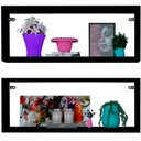 Ver imagem 1 de Kit 2 Nicho Retangular Preto 50x15x10p Mdf Decorativo