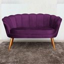 Ver imagem 2 de Namoradeira Estofada 2 Lugares Para Sala Comercial Pétala Veludo Roxo - LM DECOR