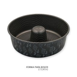 Forma de Bolo Cinza 22cm Alumínio Antiaderente Furo no Meio - 3