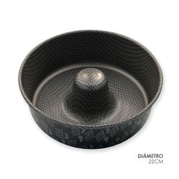 Forma de Bolo Cinza 22cm Alumínio Antiaderente Furo no Meio - 2