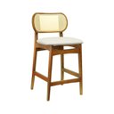Ver imagem 1 de Banqueta Organik Encosto Anatômico com Telinha Rattan Natural - Amêndoa - Linho Bege Mescla Imp.