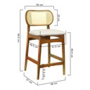 Ver imagem 2 de Banqueta Organik Encosto Anatômico com Telinha Rattan Natural - Amêndoa - Linho Bege Mescla Imp.