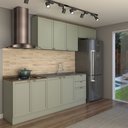 Ver imagem 1 de Cozinha Competa Omaha 8 Portas 3 Gavetas 100% Mdf Mint/fendi - Panorama Móveis