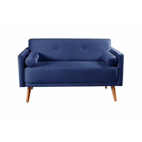 Sofá Namoradeira 2 Lugares Luma - Suede Azul Marinho