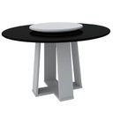 Ver imagem 1 de Mesa de Jantar Redonda Isabela 1,35m com Tampo Giratório Off White/preto/off White - New Ceval