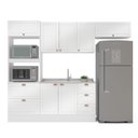 Ver imagem 7 de Cozinha Completa Modulada 4 Peças Torre Quente Aéreo 3 Portas Balcão 2 Gavetas 3 Portas e Basculante Branco