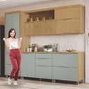 Ver imagem 5 de Cozinha 5 Peças 7 Portas 6 Gavetas Marquesa 100% MDF Marrom/Nature/Verde