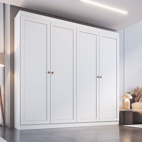 Guarda-Roupa Casal Americano 4 Portas 2 Gavetas Europa Yescasa Branco