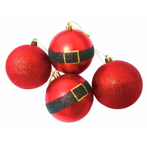 Cj 8pçs Bola Natalina Decor Roupa Noel Verm - 6cm