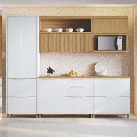 Cozinha 5 Peças 6 Portas 6 Gavetas Marquesa 100% MDF Branco/Marrome