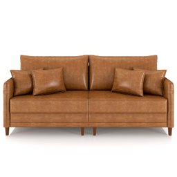 Sofá 4 Lugares Living 252cm Pé Madeira Zoe Sintético Camel Z08 - Mpozenato - 5