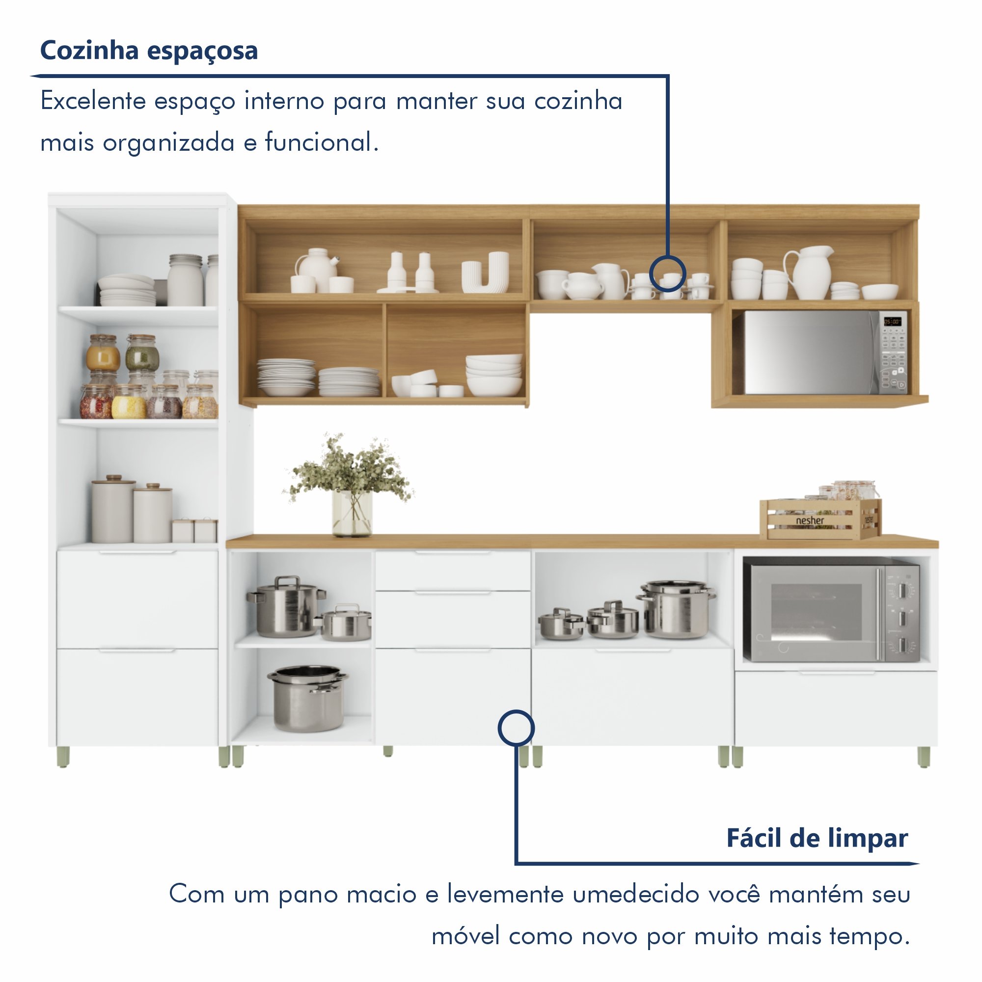 Cozinha 7 Peças 7 Portas 7 Gavetas Marquesa 100% Mdf - 15