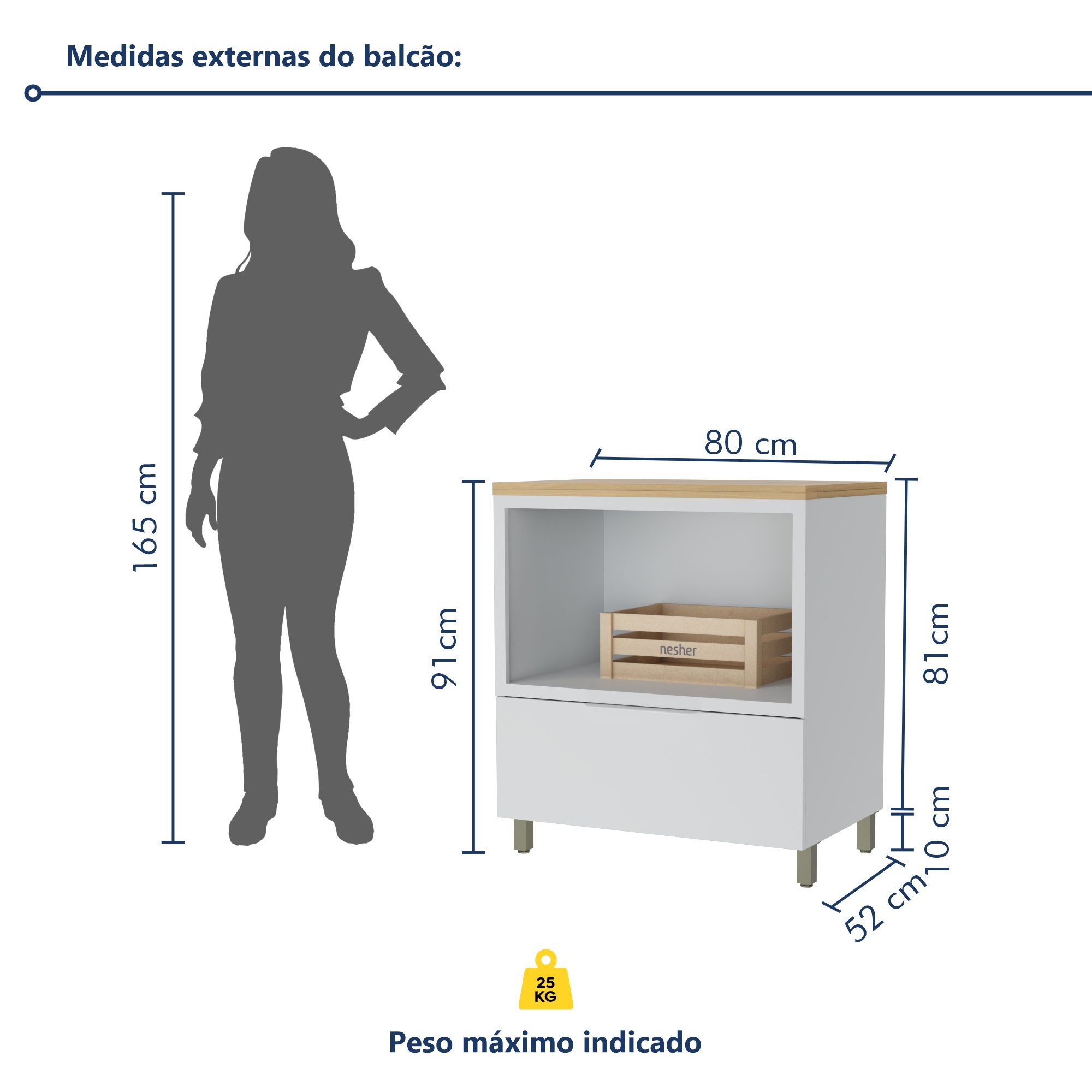 Cozinha 7 Peças 7 Portas 7 Gavetas Marquesa 100% Mdf - 20