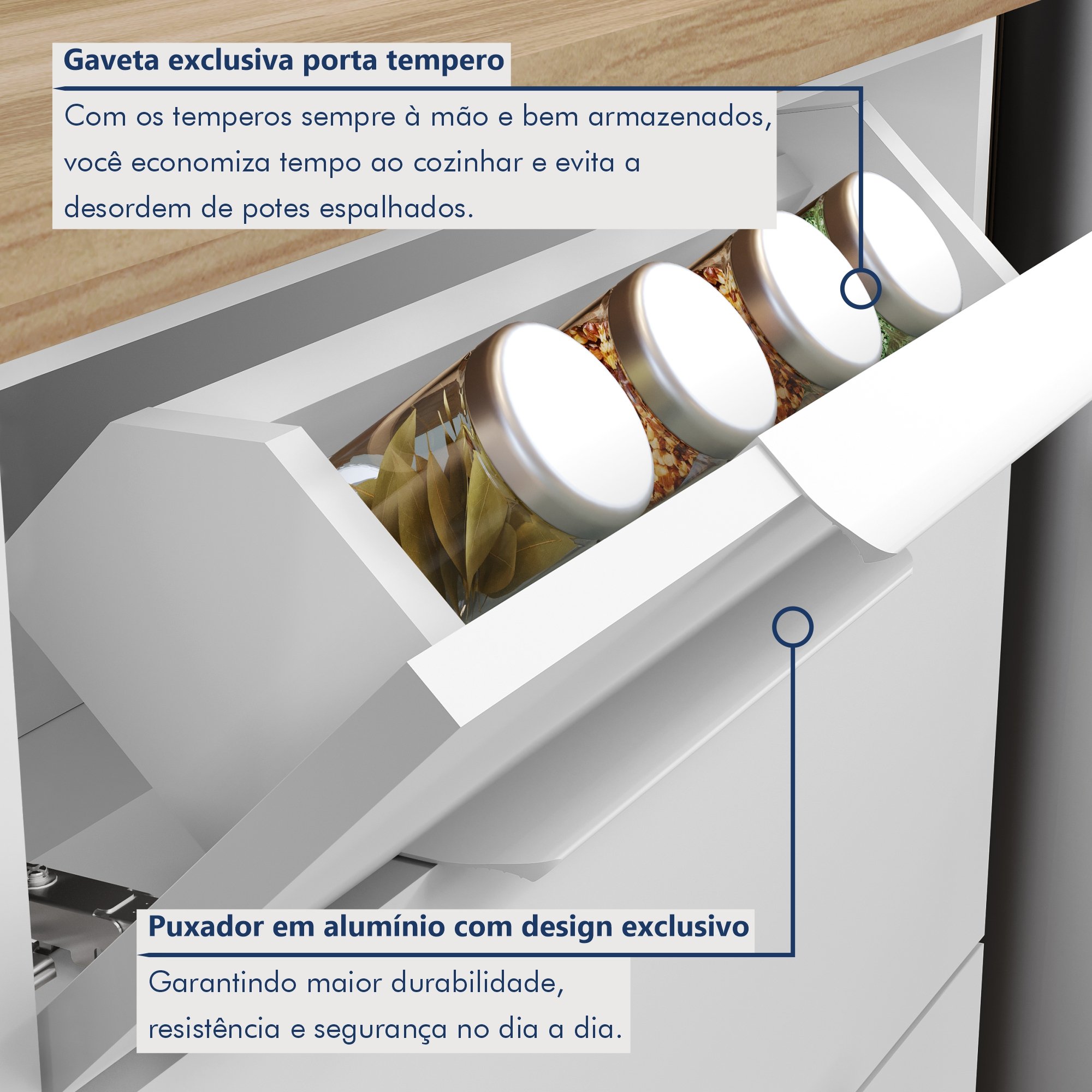 Cozinha 7 Peças 7 Portas 7 Gavetas Marquesa 100% Mdf - 14