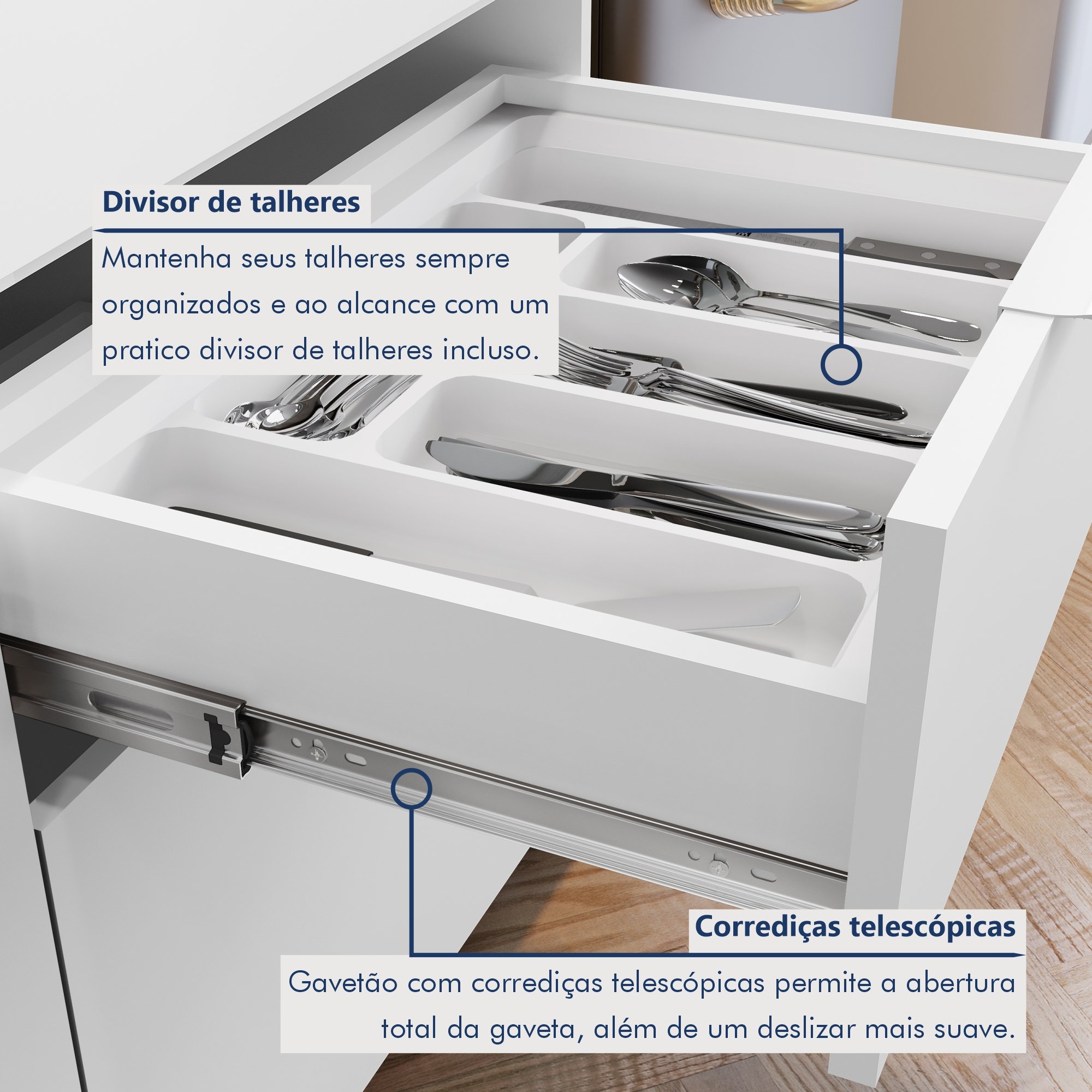 Cozinha 7 Peças 7 Portas 7 Gavetas Marquesa 100% Mdf - 13