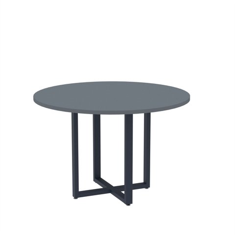 Mesa de Reunião Redonda 100cm MRR1100P25TUB Cinza/Grafito/Azul Delrei