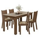 Ver imagem 2 de Conjunto Sala de Jantar Avelã Mesa Tampo de Vidro 4 Cadeiras Rustic/Crema/Lírio Bege Madesa