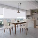 Ver imagem 1 de Conjunto de Jantar Mesa Retangular com Vidro Addar 4 Cadeiras Loren - Off White Fosco com Champanhe