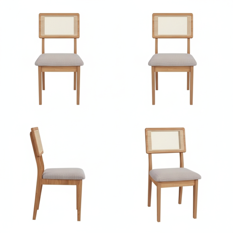 Kit 4 Cadeiras Estofadas Encosto Telado Estrutura 100% MDF Bolonha