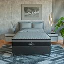 Ver imagem 2 de Cama Box Viúva Couro Preto + Colchão Paris Molas Preto Couro Preto/preto