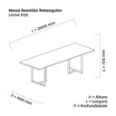 Ver imagem 3 de Mesa de Reunião Retangular 200x90cm Mr2000p25tub