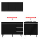 Ver imagem 2 de Cozinha Compacta Completa Andréia 03 Peças Aéreo 120cm Balcão Pia e Cooktop Preto - Desk Design AJL