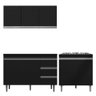 Cozinha Compacta Completa Andréia 03 Peças Aéreo 120cm Balcão Pia e Cooktop Preto - Desk Design AJL  - 1