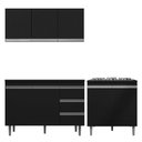 Ver imagem 1 de Cozinha Compacta Completa Andréia 03 Peças Aéreo 120cm Balcão Pia e Cooktop Preto - Desk Design AJL