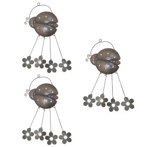 Sino Dos Ventos Flores Joaninha Kit 3 Unidades Jardim Varanda Quintal Relaxante Enfeite Decoraçao Br