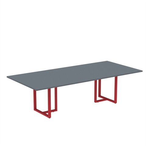 Mesa de Reunião Retangular 200x90cm MR2000P25TUB Cinza/Grafito/Vermelho