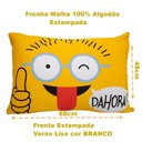 Ver imagem 3 de Fronha Portallar Malha 100% Algodão Estampa Localizada Emoji Dahora 48cmx68cm Branco