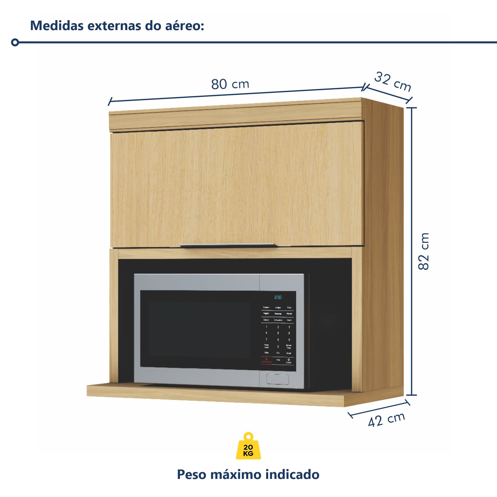 Armário Aéreo 1 Porta Marquesa 100% Mdf - 6