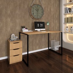 Mesa de Escritório Mel Office 90cm Estilo Industrial AJL STORE Mesa home officer - 4