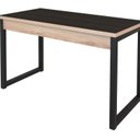 Ver imagem 3 de Escrivaninha Mesa Escritório com 1,2cm Industrial Tampo de Vidro Preto e Carvalho