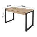 Ver imagem 4 de Escrivaninha Mesa Escritório com 1,2cm Industrial Tampo de Vidro Preto e Carvalho