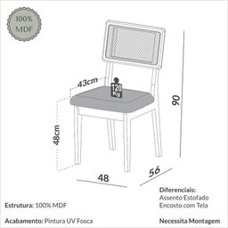 Conjunto 4 Cadeiras para Sala de Jantar Ca35/2 J23 - 4