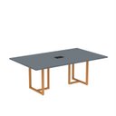 Ver imagem 1 de Mesa de Reunião Retangular com Power Box 200x90cm MR2000P25TUB Cinza/Grafito/Laranja Picasso